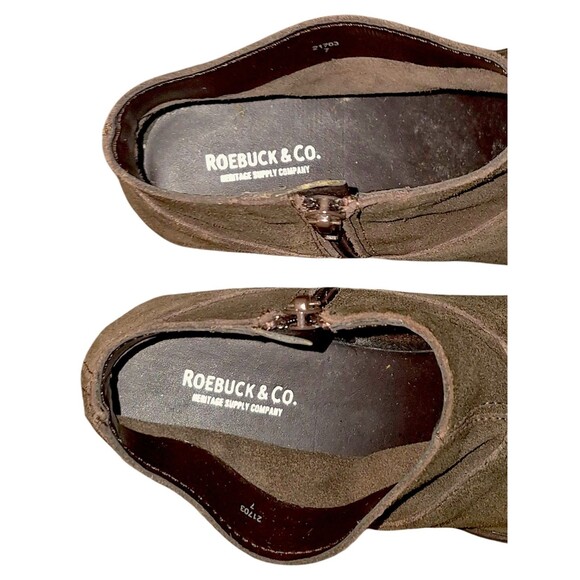 Vintage Sears Suede Leather Booties Size 7 USA Made Waterproof Zip Boho Goth - Picture 2 of 6